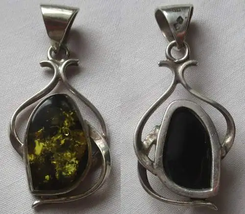 Dekorativer Damen Halsketten Anhänger 925er Silber mit grünem Stein (161473)