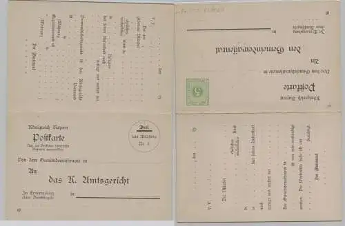 02065 GS Postkarte mit Antwort DPB4/03 Bayern 5/0 Pfennig um 1907