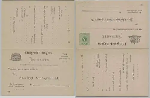 92063 GS Postkarte mit Antwort DPB2 Bayern 5/0 Pfennig um 1902
