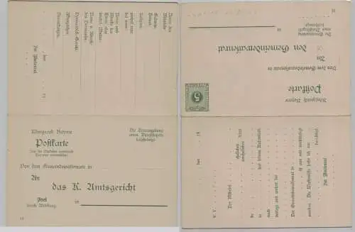 14329 GS Postkarte mit Antwort DPB6/02 Bayern 5/0 Pfennig um 1912