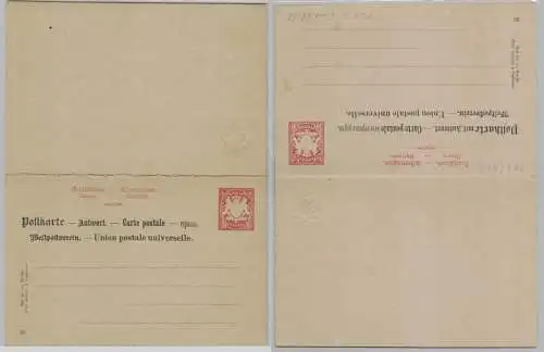 26970 GS Postkarte mit Antwort P24 II /04 x Bayern 10/10 Pfennig um 1884
