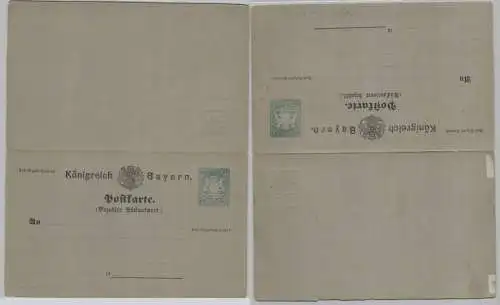 49270 GS Postkarte mit Antwort P5 Bayern 2/2 Pfennig um 1875
