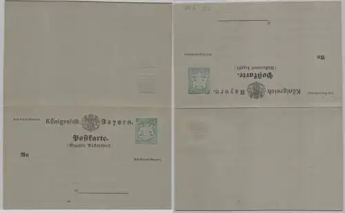 74741 GS Postkarte mit Antwort P5 Bayern 2/2 Pfennig um 1875
