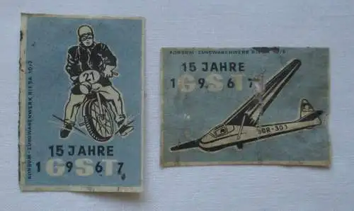 2x Streichholzetikett Serie 15 Jahre GST Gesellschaft für Sport 1967 (122905)