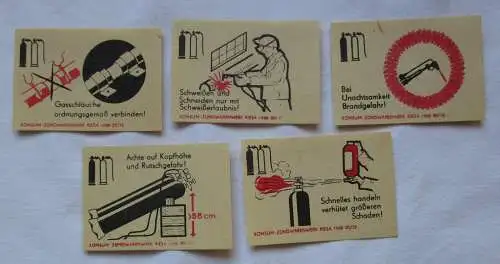 5x Streichholzetikett Serie Konsum Zündwarenwerk Riesa 1968 (121465)