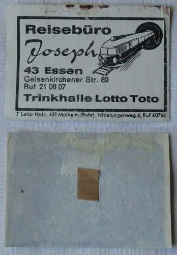 Streichholzetikett Reisebüro Joseph Essen Trinkhalle Lotto Toto (147428)