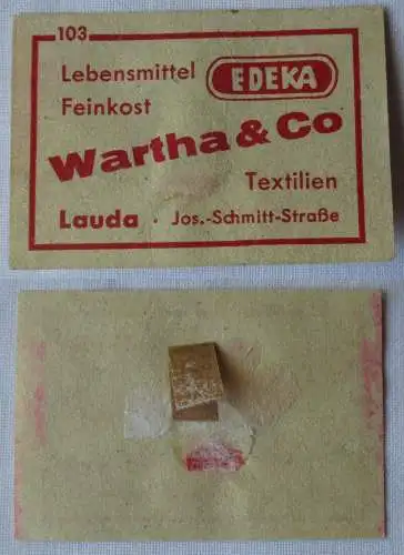 Streichholzetikett Edeka Wartha & Co Lauda Textilien Lebensmittel (146917)