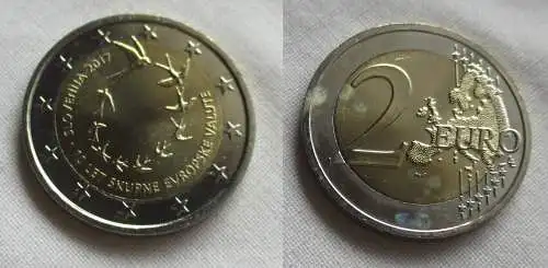 2 Euro Bi-Metall Münze Slowenien 2017 2 Euro Euroeinführung (159442)