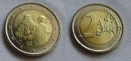 2 Euro Bi-Metall Münze Italien 2015 750. Geburtstag Dantes Allighieri (159528)