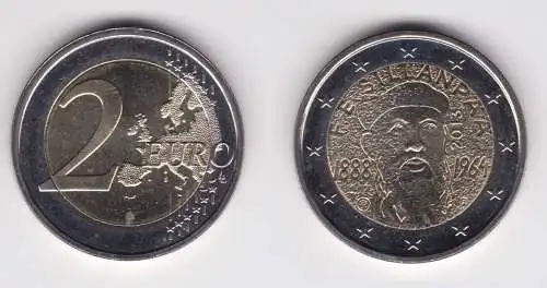 2 Euro Bi-Metall Münze Finnland 2013 Frans Eemil Sillanpää Stempelglanz (107798)