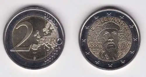 2 Euro Bi-Metall Münze Finnland 2013 Frans Eemil Sillanpää Stempelglanz (159620)