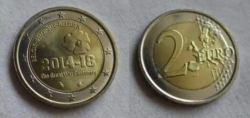 2 Euro Münze Belgien 100 Jahre Beginn des 1.Weltkrieg 1914-2014 Stgl. (159408)