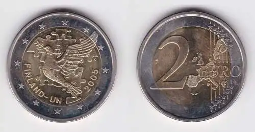 2 Euro Bi-Metall Münze Finnland 60 Jahre UNO 2005 Stempelglanz (116163)