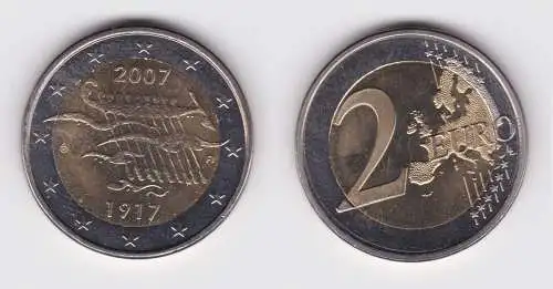 2 Euro Bi-Metall Münze Finnland 90 Jahre Unabhängikeit 2007 Stempelglanz(111067)