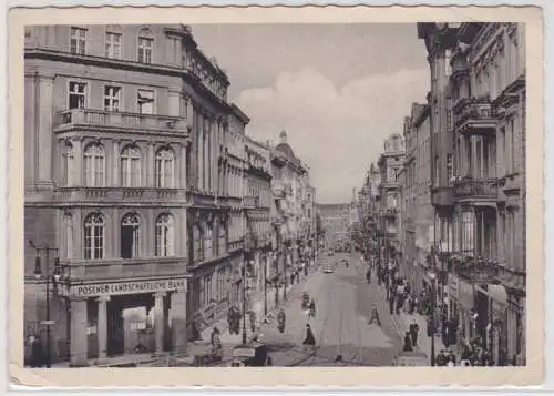 86164 Ak Posen - Berliner Straße mit Posener landschaftliche Bank 1942
