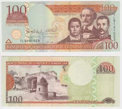 100 Pesos Banknote Dominikanische Republik 2009 bankfrisch UNC (159278)