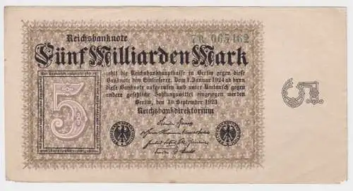5 Milliarden Mark Banknote Berlin 10.9.1923 Rosenberg 112 c (159108)