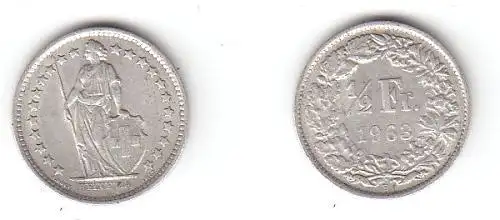1/2 Franken Silber Münze Schweiz 1963 B (113876)
