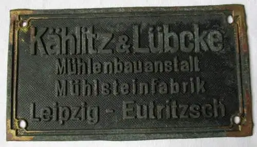 Typen Reklame Metall Plakette Mühlenbauanstalt Leipzig Eutritzsch (113681)