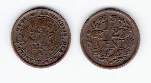 1/2 Cent Kupfer Münze Niederlande 1940 (124506)