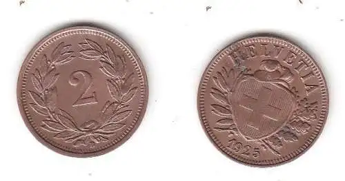 2 Rappen Kupfer Münze Schweiz 1925 B (111951)