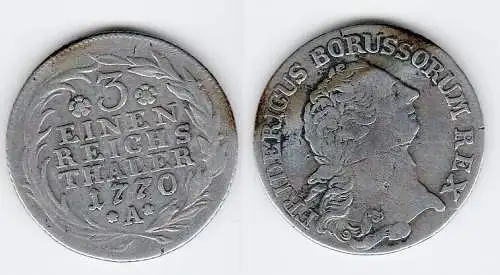 1/3 Taler Silber Münze Preussen 1770 A (117295)