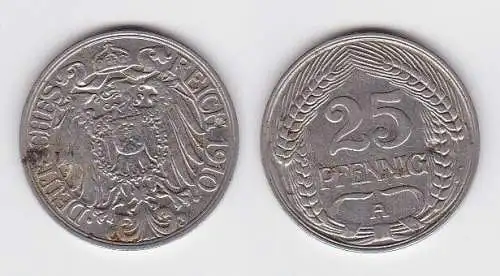 25 Pfennig Nickel Münze Kaiserreich 1910 A (125119)