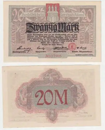 20 Mark Banknote Aushilfsschein der Stadt Altona 2.11.1918 (115821)