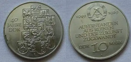 DDR Gedenk Münze 10 Mark 40.Jahrestag der DDR 1989 (143384)