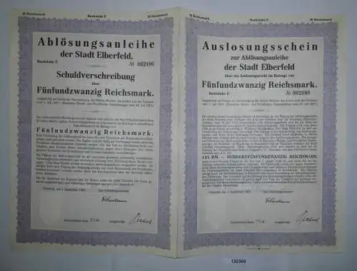 25 Reichsmark Ablösungsanleihe Stadt Elberfeld 1.September 1927 (132369)