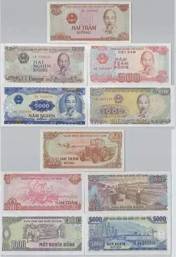 200 bis 5000 Dong Banknote Vietnam 1987-1991 Pick 100,102,106-108 (136945)