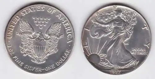 1 Dollar Silber Münze Silver Eagle USA 1987 1 Unze Feinsilber  (141570)