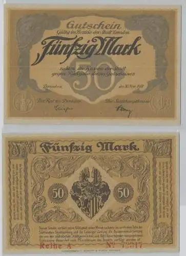 50 Mark Banknote Notgeld Stadt Dresden 30. November 1918 (153234)