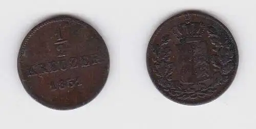 1/2 Kreuzer Kupfer Münze Württemberg 1851 (130269)