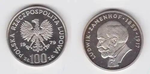 100 Zloty Silber Münze Polen Ludowik Zamenhof 1979 PP (130934)