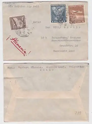 87965 seltener Luftpostbrief von Chile nach Schneeberg 1948