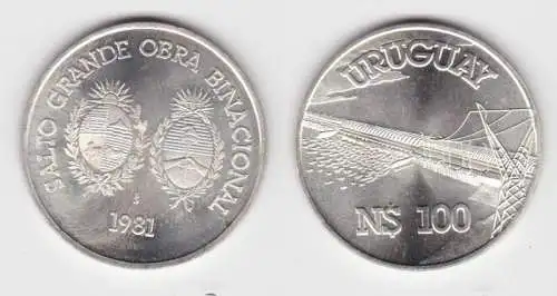 100 Pesos Silber Münze Uruguay 1981 (116480)