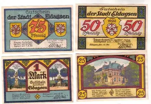 4 Banknoten Notgeld Stadt Eldagsen 1.6.1921 (113424)