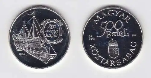 500 Forint Silber Münze Ungarn 1993 Raddampfer Arpad (131532)