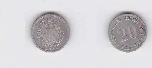 20 Pfennig Silber Münze Deutsches Reich 1876 D  (131077)