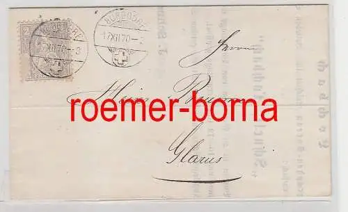 75976 alter Brief Schweiz 2 Rappen von Burgdorf nach Glarus 1870