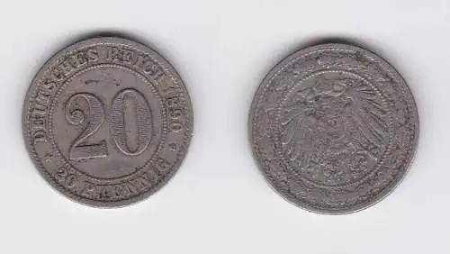 20 Pfennig Nickel Münze Deutsches Reich 1890 A Jäger 14 (126939)