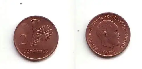 2 Centimos Kupfer Münze Mosambik Moçambique 1975 (114474)