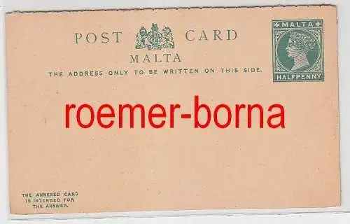74735 seltene Antwort Ganzsachen Postkarte Malta 1/2 Penny um 1900