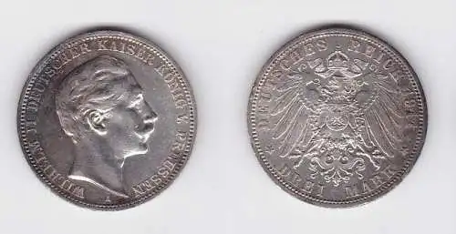 3 Mark Silbermünze Preussen Kaiser Wilhelm II 1911 A Jäger 103 (125073)