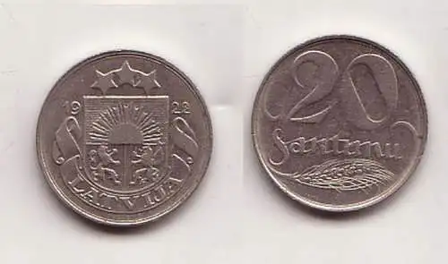 20 Santimi Nickel Münze Lettland 1922 (114616)
