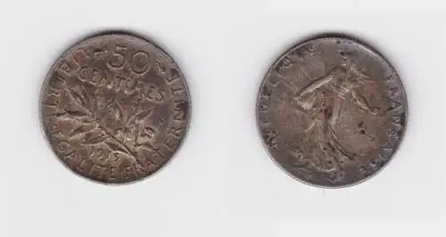50 Centimes Silber Münze Frankreich 1919 ss (152717)