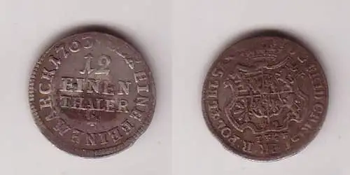1/12 Taler Silber Münze Sachsen 1763 IFoF (105481)