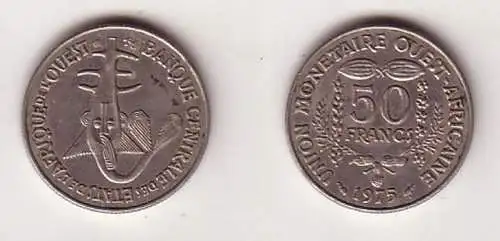 50 Franc Nickel Münze Westafrika 1975 (104128)