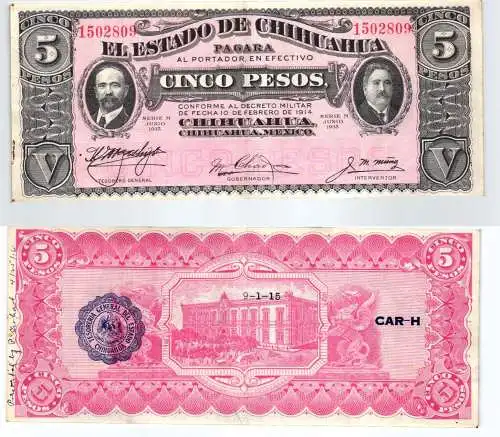 5 Pesos Banknote Mexiko 1915 (107263)